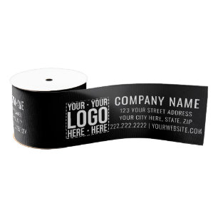 Custom Business Logo Corporate Company Modern Cool Grosgrain Ribbon