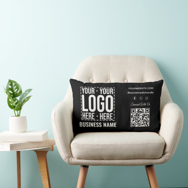 Custom Business Logo Corporate Company Modern Cool Lumbar Cushion (Chair)