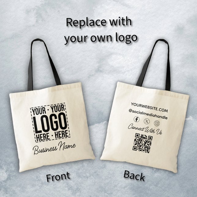 Custom Business Logo Corporate Company Modern Cool Tote Bag (Creator Uploaded)