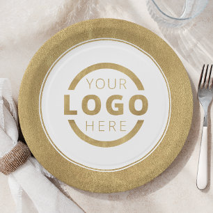 Custom Business Logo Corporate Party Gold Paper Plate