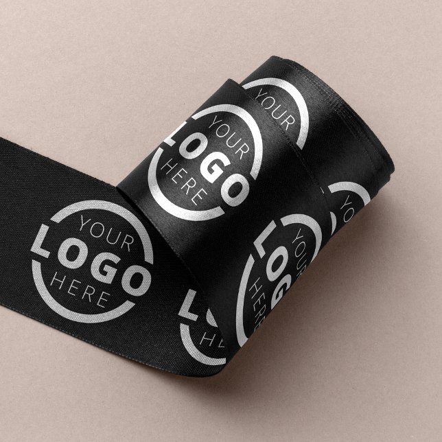 Custom Business Logo Corporate Promo Gift Black Satin Ribbon (Creator Uploaded)