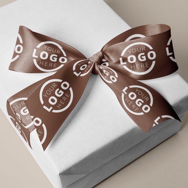 Custom Business Logo Corporate Promo Gift Brown Grosgrain Ribbon (Creator Uploaded)