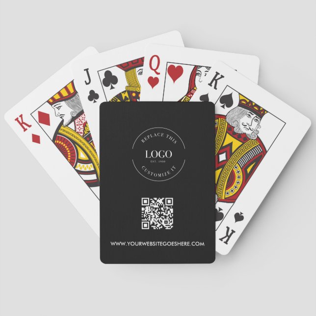 Custom Business LOGO Corporate QR CODE Black  Playing Cards (Back)
