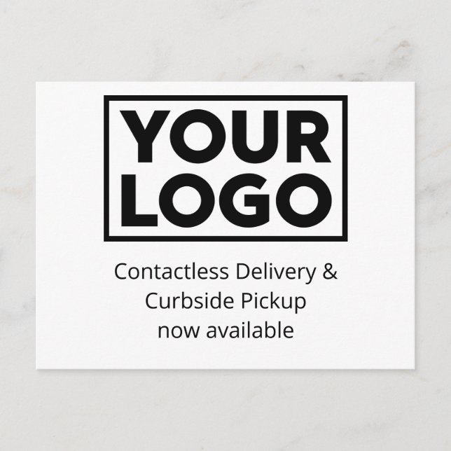 Custom Business Logo Delivery and Curbside Pickup Announcement Postcard (Front)