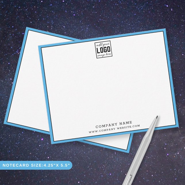 Custom Business Logo Editable Brand Colour Border Card (Custom Business Logo Editable Brand Color Border Note Card)