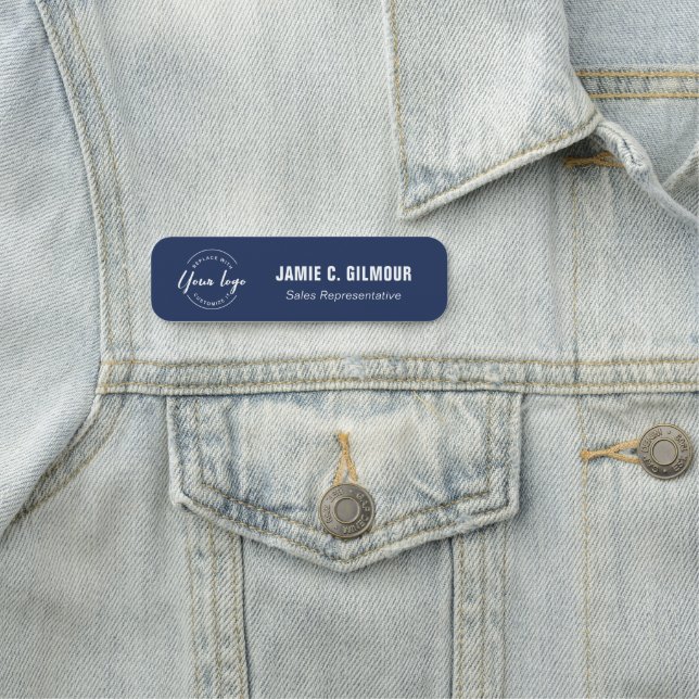 Custom Business logo Employee Blue magnetic Name Tag (In Situ)