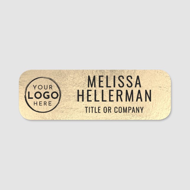 Custom Business Logo Employee Gold Name Tag (Front)