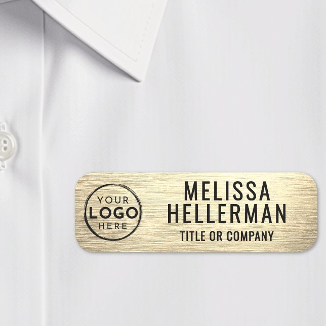 Custom Business Logo Employee Gold Name Tag (Custom Business Logo Employee Gold Name Tag)