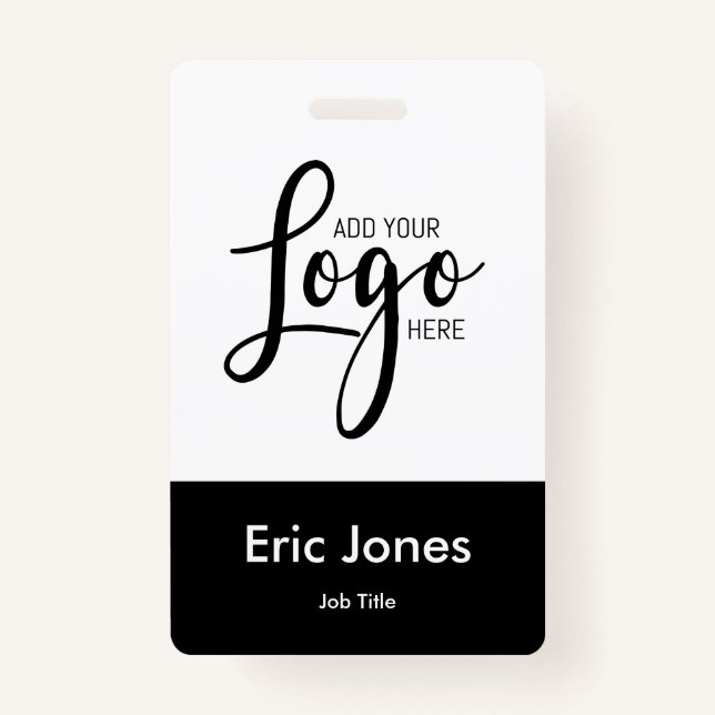 Custom BUSINESS LOGO employee ID identification Ba ID Badge (Front)