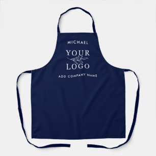 Custom Business Logo Employee Name Promo Navy Blue Apron
