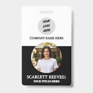 Custom Business Logo Employee Photo Black ID Badge