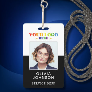 Custom Business Logo Employee Photo Black ID Badge