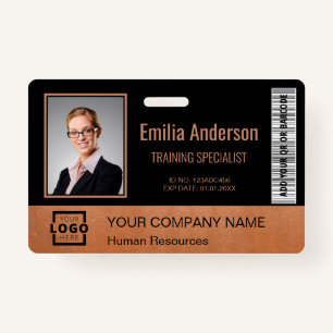 Custom Business Logo Employee Photo Copper ID Badge