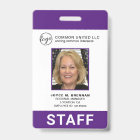 Custom Business Logo Employee Purple Photo ID