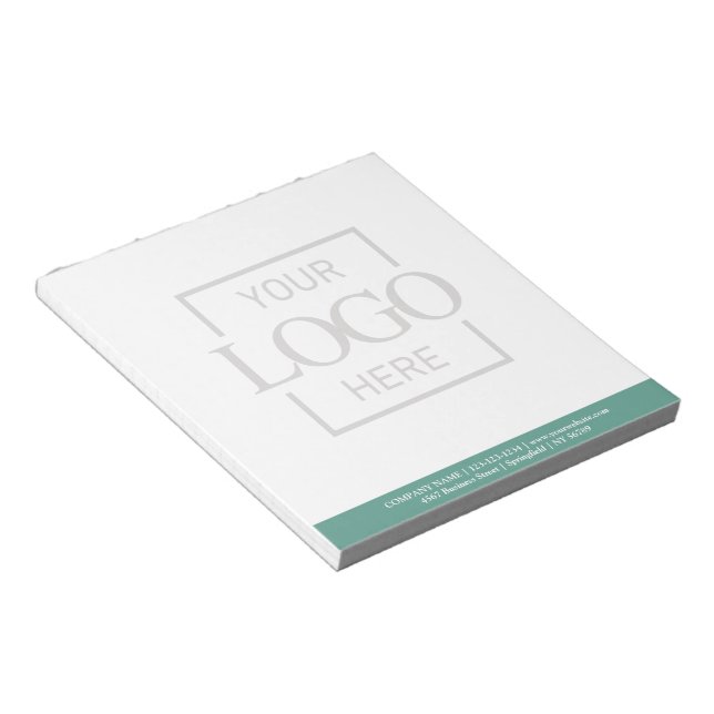 Custom Business Logo Faded Backdrop Modern Simple Notepad (Angled)