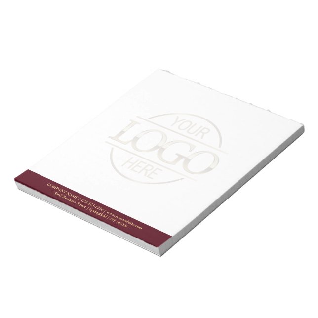 Custom Business Logo Faded Backdrop Modern Simple Notepad (Rotated)
