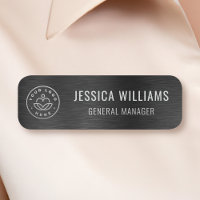Custom Business Logo Faux Brushed Black Metal