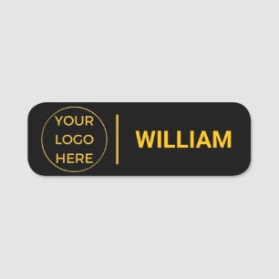 Custom Business Logo & Gold Black Employee Staff Name Tag