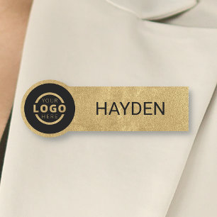 Custom Business Logo Gold Employee Staff Name Tag