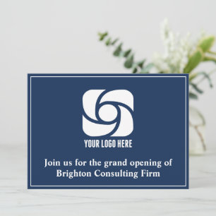 Custom Business Logo Grand Opening Navy Blue Announcement