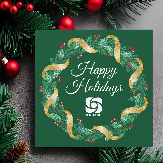 Custom Business Logo Green Christmas Magnet Card (Creator Uploaded)