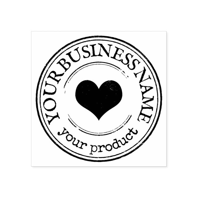 Custom Business Logo Handmade Heart Rubber Stamp (Imprint)