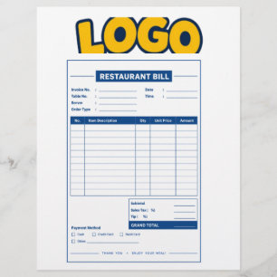 Custom Business Logo Hotel Invoice and Guest Billi Letterhead