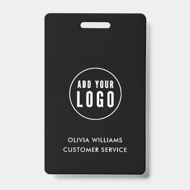  Custom Business Logo ID | Modern Black Employee   Badge (Front)