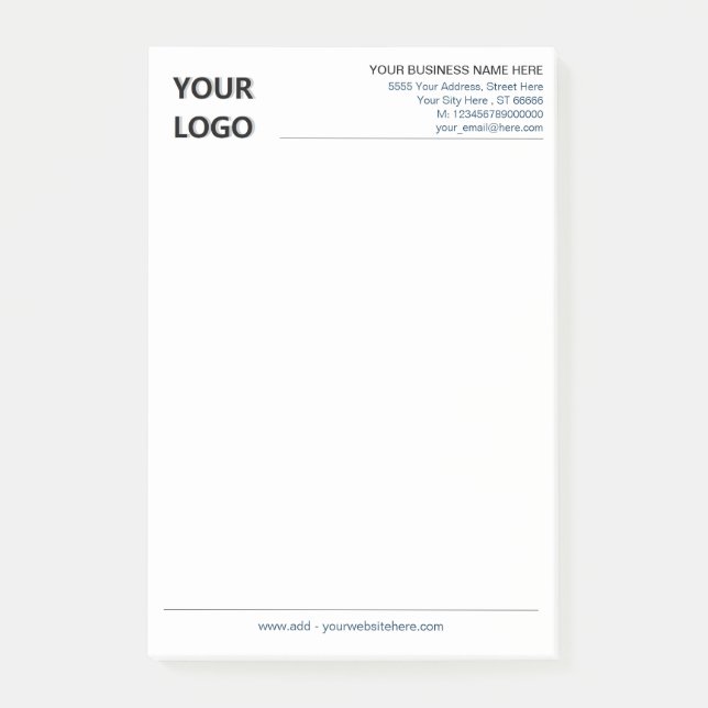 Custom Business Logo Info Branded Post-it® Notes (Front)