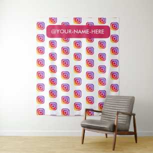 custom business logo instagram backdrop simple tapestry