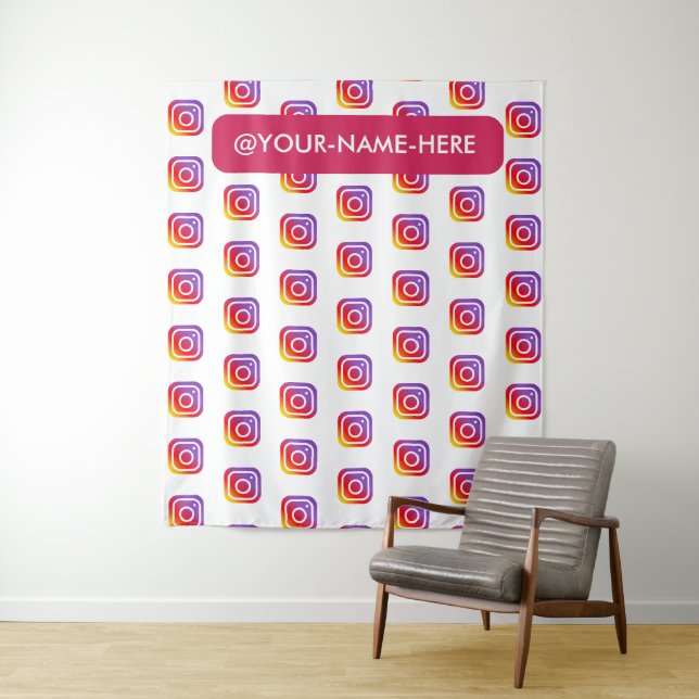 custom business logo instagram backdrop simple tapestry (In Situ)