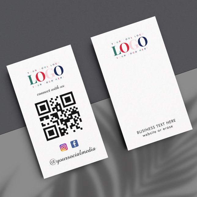 Custom Business Logo Instagram Facebook QR Code Card (Creator Uploaded)