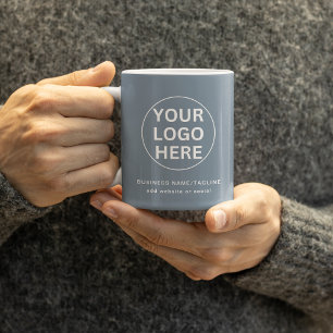 Custom Business Logo l Promotional Dusty Blue Coffee Mug