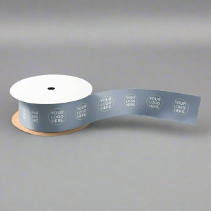Custom Business Logo l Promotional Dusty Blue Satin Ribbon