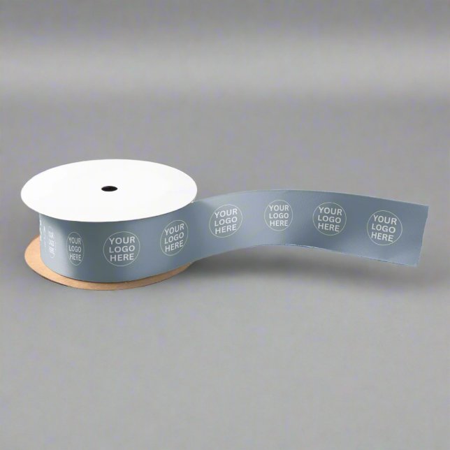 Custom Business Logo l Promotional Dusty Blue  Satin Ribbon (Creator Uploaded)