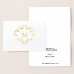 Custom Business Logo Laurel Wreath Monogram Foil Card