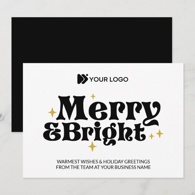 Custom Business Logo Merry & Bright Company Holiday Card (Front/Back)