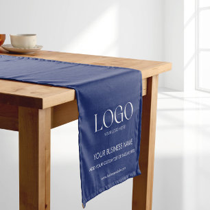 Custom Business Logo Minimalist Navy Blue Short Table Runner