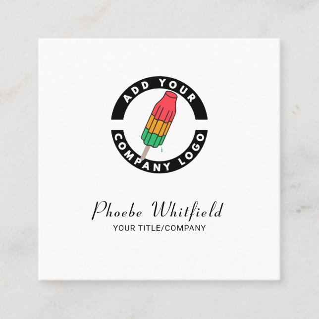 Custom Business Logo Minimalist Social Media Icons Square Business Card (Front)