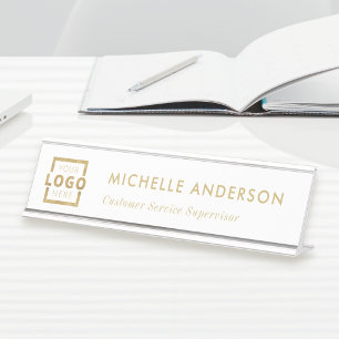 Custom Business Logo Modern Boss Gold Desk Name Plate