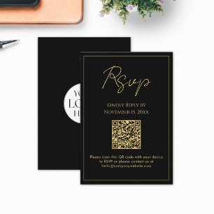 Custom Business Logo Modern Elegant QR Code RSVP Card