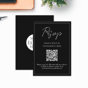 Custom Business Logo Modern Elegant QR Code RSVP Card
