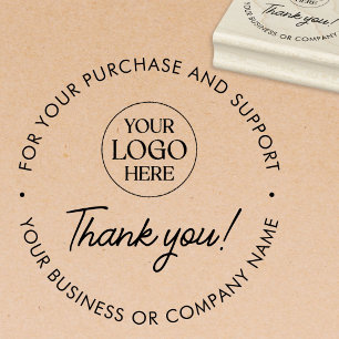 Custom Business Logo Modern Elegant Thank You Rubber Stamp