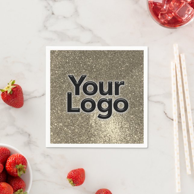 Custom Business Logo Modern Fun Glitter Party      Napkin (Insitu)