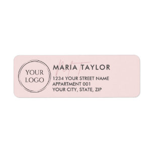 Custom Business Logo Modern Monogram Blush Pink 