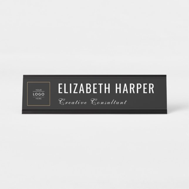 Custom Business Logo Modern Professional Desk Name Plate (Front)