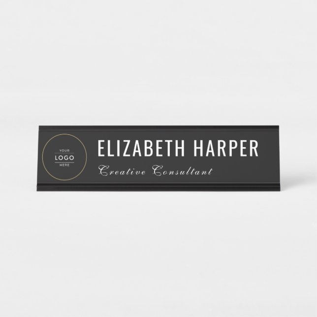 Custom Business Logo Modern Professional Desk Name Plate (Front)