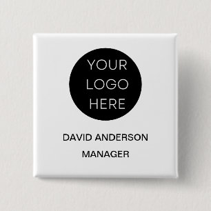 Custom Business Logo Modern White 15 Cm Square Badge