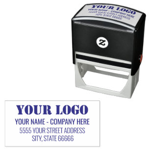 Custom Business Logo Name Address Modern Stamp