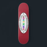 Custom Business Logo Name Info Skateboard Stamp<br><div class="desc">Custom Business Logo Company Stamp - Personalised Website - Text Promotional Professional Customisable Stamp Gift - Add Your Logo - Image / Name - Company / Website - Information - Resize and move or remove and add elements / text with customisation tool. Choose / add your colour !</div>